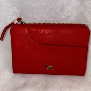 Radley London Red Smooth Leather Bi-Fold Wallet 6"×4" w/ Scottie dog logo